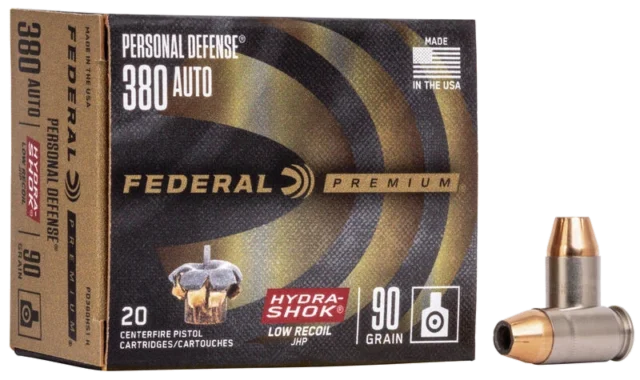 Federal Personal Defense Hydra-Shok Low Recoil .380 ACP 90 gr JHP